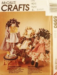 5990 MCCALLS 21''  ETHNIC HAIR BOW RAG DOLLS, CLOTHES, APRON PATTERN